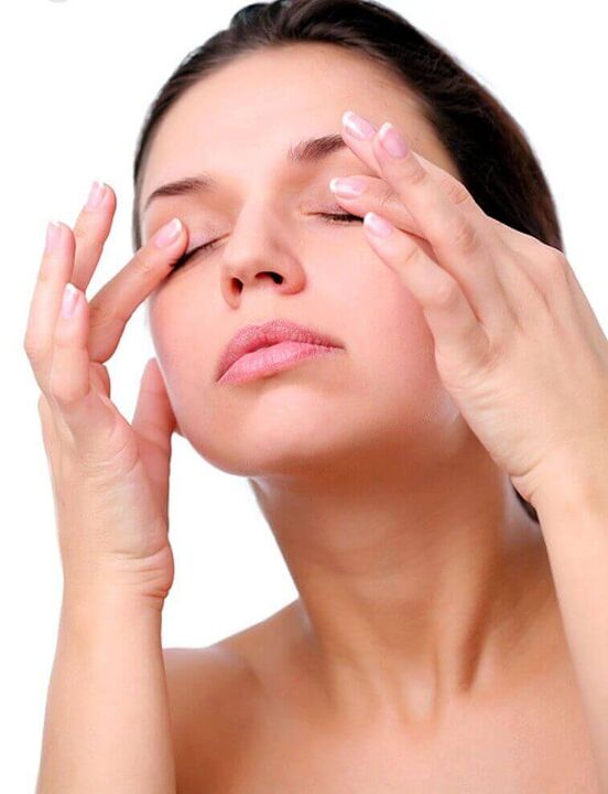 massage the skin around the eyes to rejuvenate