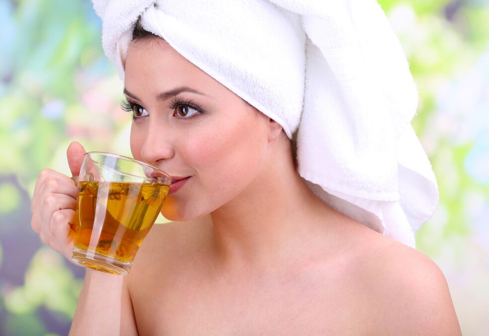 girl drinking tea for skin rejuvenation