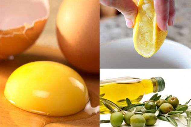A mask of egg yolk, olive oil and lemon juice unifies the complexion